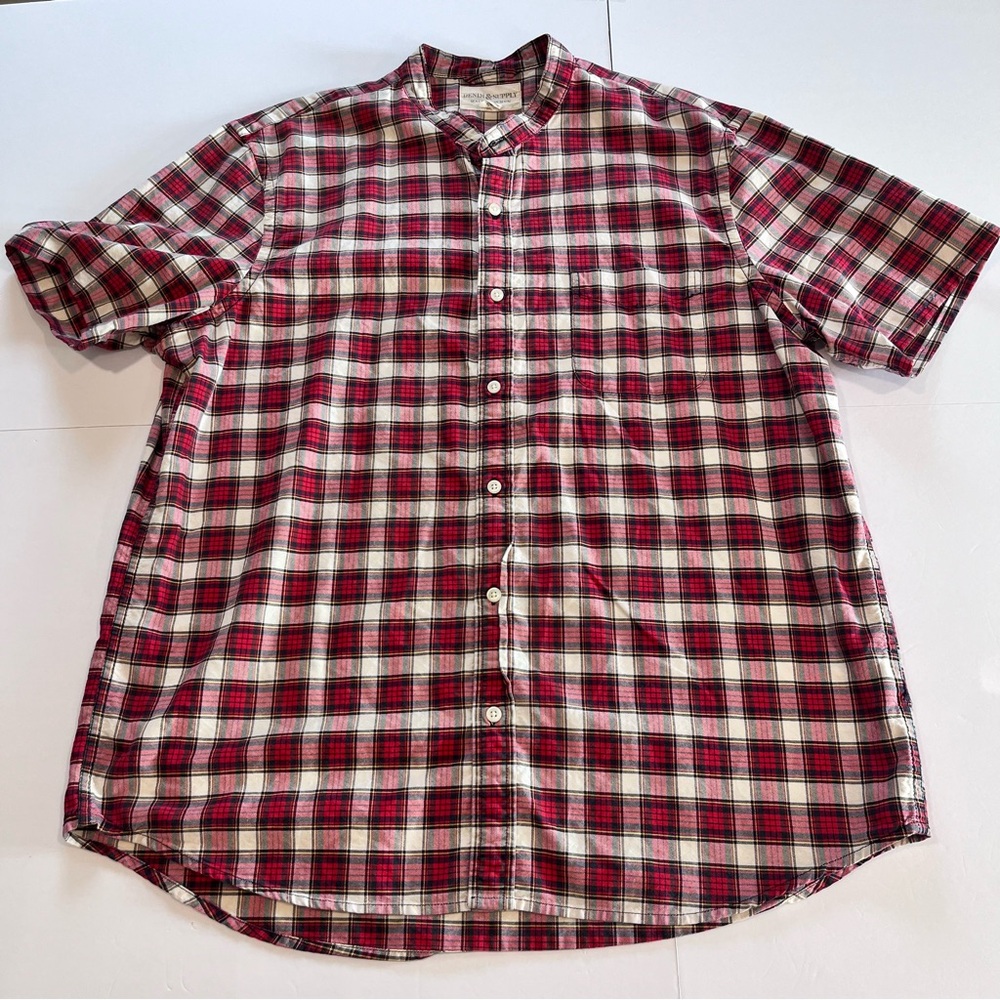 Denim & Supply Ralph Lauren Red Plaid Cotton Short‎ Sleeve Button Shirt XXL